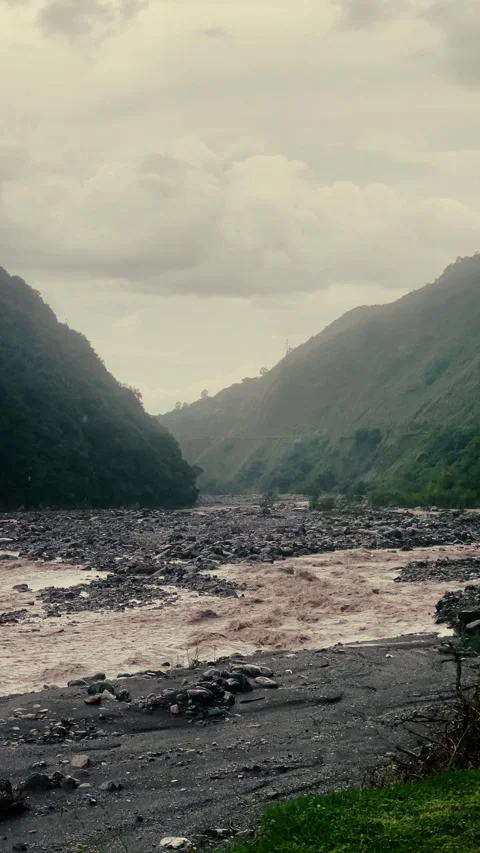 Mountain River Flowing Through Lush Andean Valley Stock Footage 331375606
