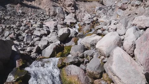 Mountain River Flowing Through Rocky Landscape in North Caucasus, Russia Stock Footage 320854287
