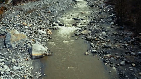 Mountain River Flowing Through Rocky Valley Natural Landscape Outdoor Scene Video stock 332145306