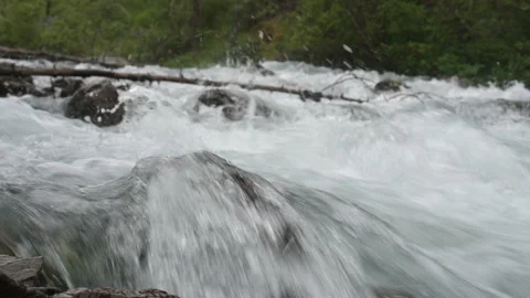 The mountain river flows among the rocks. Stock Footage 159159824