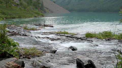 The mountain river flows among the rocks. Stock Footage 159160024