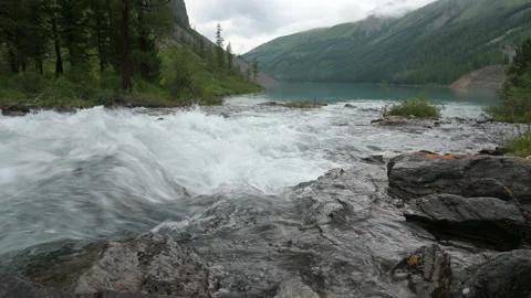 The mountain river flows among the rocks. Stock Footage 159160112