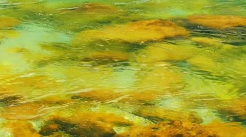 The mountain river flows among stones, water texture Stock Footage 64963750