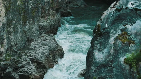 Mountain river flows between rock banks. Nature reserve. Eco-friendly 動画素材 103039977