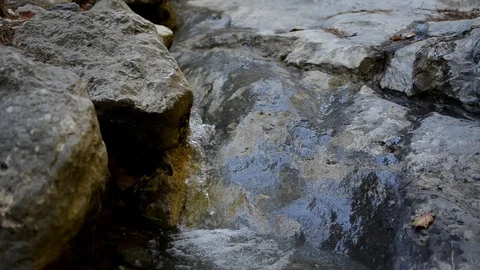 Mountain river flows between the stones. Autumn. Relax. Stock Footage 97712269