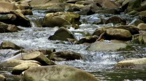 Mountain River flows peacefully Stock Footage 68807238