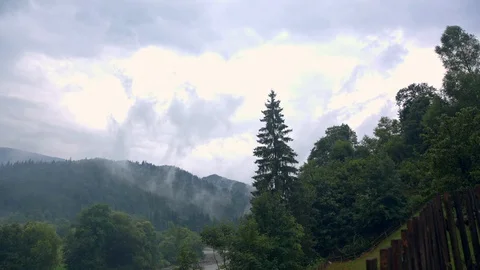 The mountain river flows rapidly between the high mountains. Mountain river pass Stock Footage 114966006