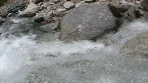 Mountain river flows through the stones Stock-Footage 159473355