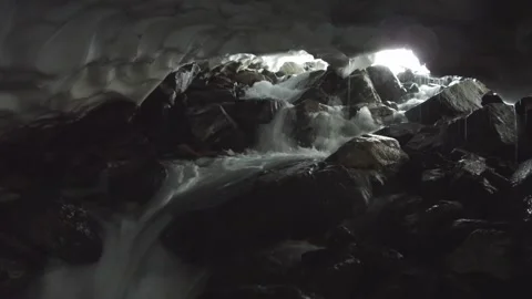 Mountain river flows under the snow. Ural mountains Stock Footage 269562831