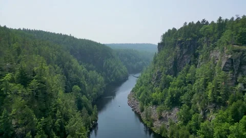 Mountain river in the forest Drone Footage Stock Footage 266301798
