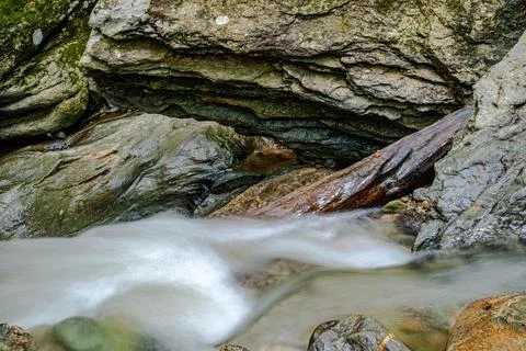 Mountain river in the forest Stock Photos