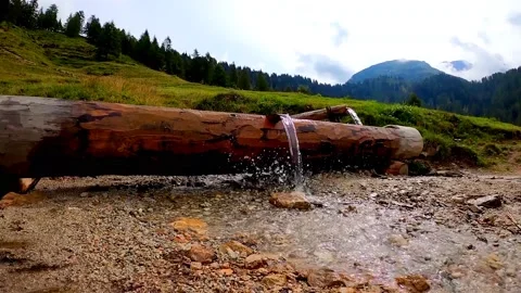 Mountain river in the forest, water well	 Stock Footage 149321883