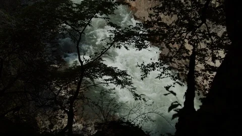 Mountain river goes through the granite canyon Stock Footage 112733946