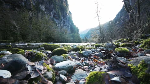 Mountain River in Gorge Stock Footage 45274380