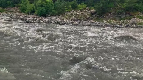 Mountain river in the gorge of the North Caucasus Stock Footage 157732870