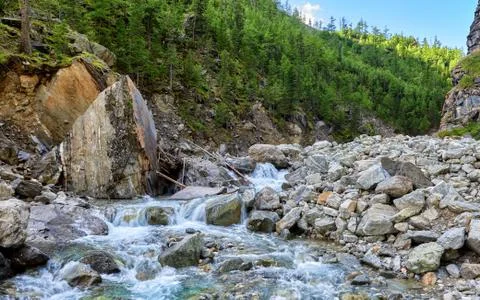 Mountain river in gorge Stock Photos