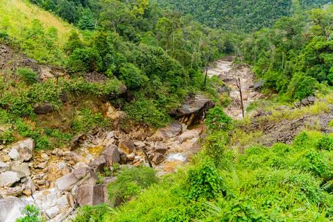 A mountain river in a gorge. Stock-Fotos