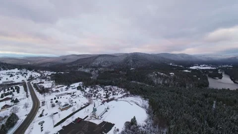 Mountain river gorge winter fpv shot Stock Footage 321179434