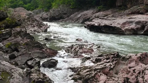Mountain river in granite canyon Stock Footage 138864733