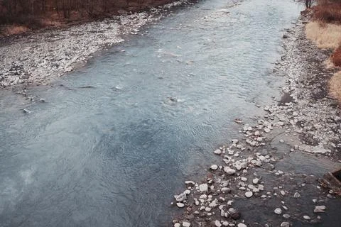Mountain river high angle view Stock Photos