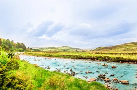 Mountain river in the Highland of Scotland Stock Photos
