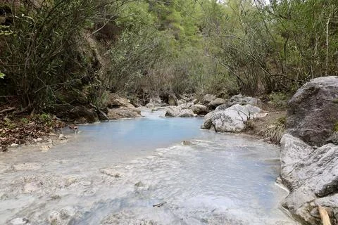 Mountain river hydrogen sulfide Stock Photos