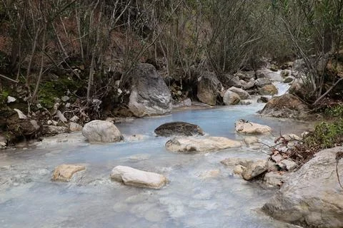 Mountain river hydrogen sulfide Stock Photos
