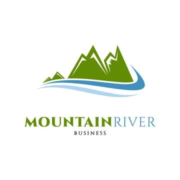 Mountain River Icon Logo Design Template Stock Illustration