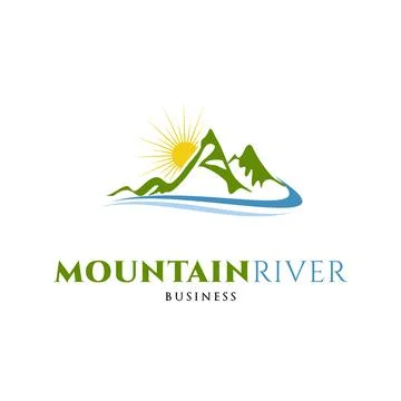 Mountain River Icon Logo Design Template Stock Illustration