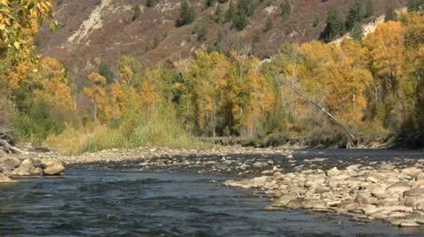 Mountain River Landscape in Fall Vídeos de archivo 12573571