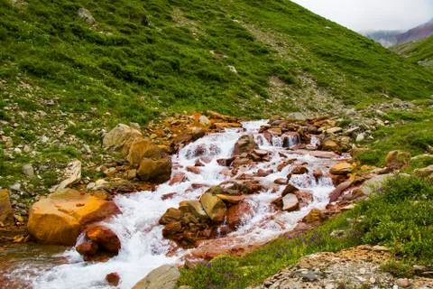 Mountain river landscape Stock Photos
