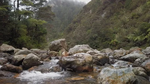 Mountain river landscape in slow motion Video stock 112786882