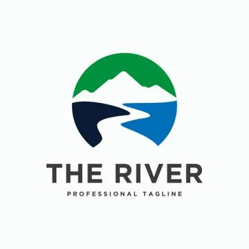 Mountain river logo design template vector Stock Illustration