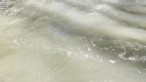 Mountain river not early in the morning, spring, water a little muddy. Stock Footage 330495853