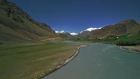 Mountain river overlooking mountain peaks Stock Footage 278899524