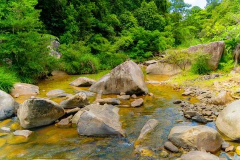Mountain river. Stockfoto's