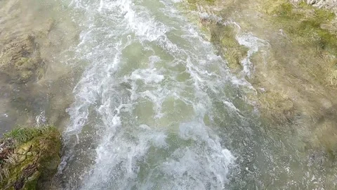 Mountain river rapid flow of water top view Stock Footage 246851074