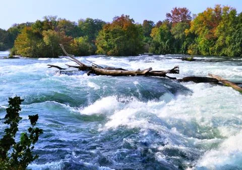Mountain river rapids in autumn Stock Photos