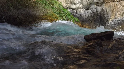Mountain river rapids close-up Stock Footage 122129004
