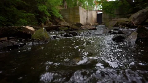 Mountain river. The river flows directly towards the camera lens. Stock Footage 112077537