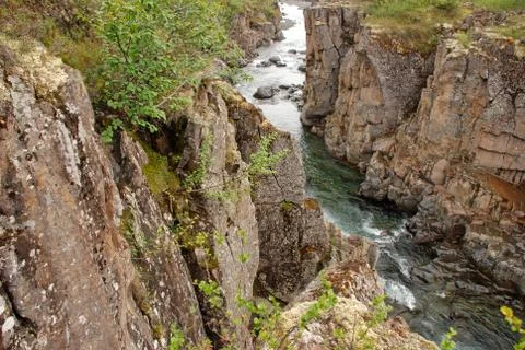 Mountain river in the rocks. Stock Photos