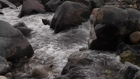 Mountain river with rocks (two) caucasus Stock Footage 83758876