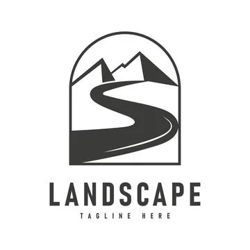 Mountain river simple logo vector vintage symbol design illustration Stock Illustration