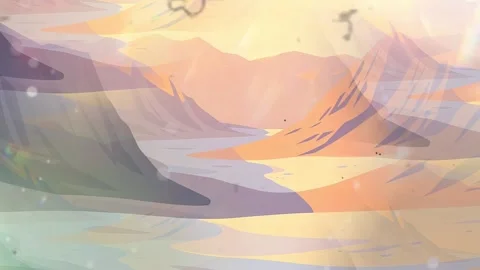 Mountain River Sparkling Landscape View: A Cartoon Mountain River Landscape Wit Video stock 306505109