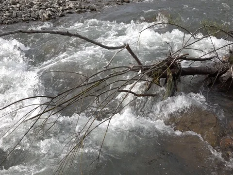 Mountain river, splashing water Stock Footage 78172777