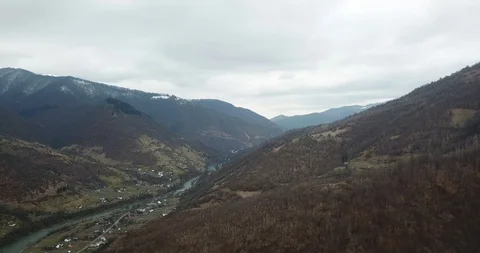 Mountain river in spring from a height Stock Footage 127026968