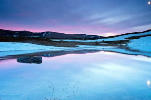 Mountain river in spring landscape Stock Photos