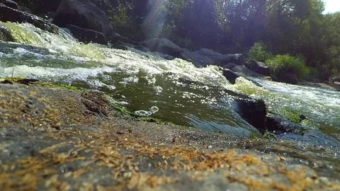 Mountain river with stone Stock Footage 71593868
