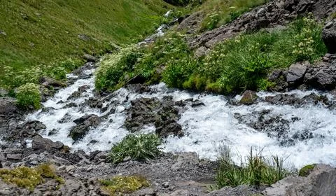 Mountain river stream. pure mountain stream flows from glaciers. mountain s.. Foto stock