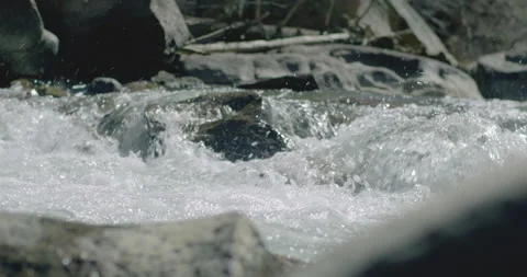Mountain River Stream White Water Slow Motion Nature Water Spring Natural Stock Footage 194413706